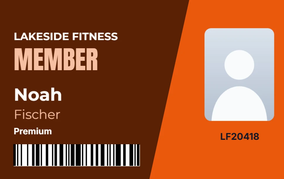 Gym membership card with a barcode